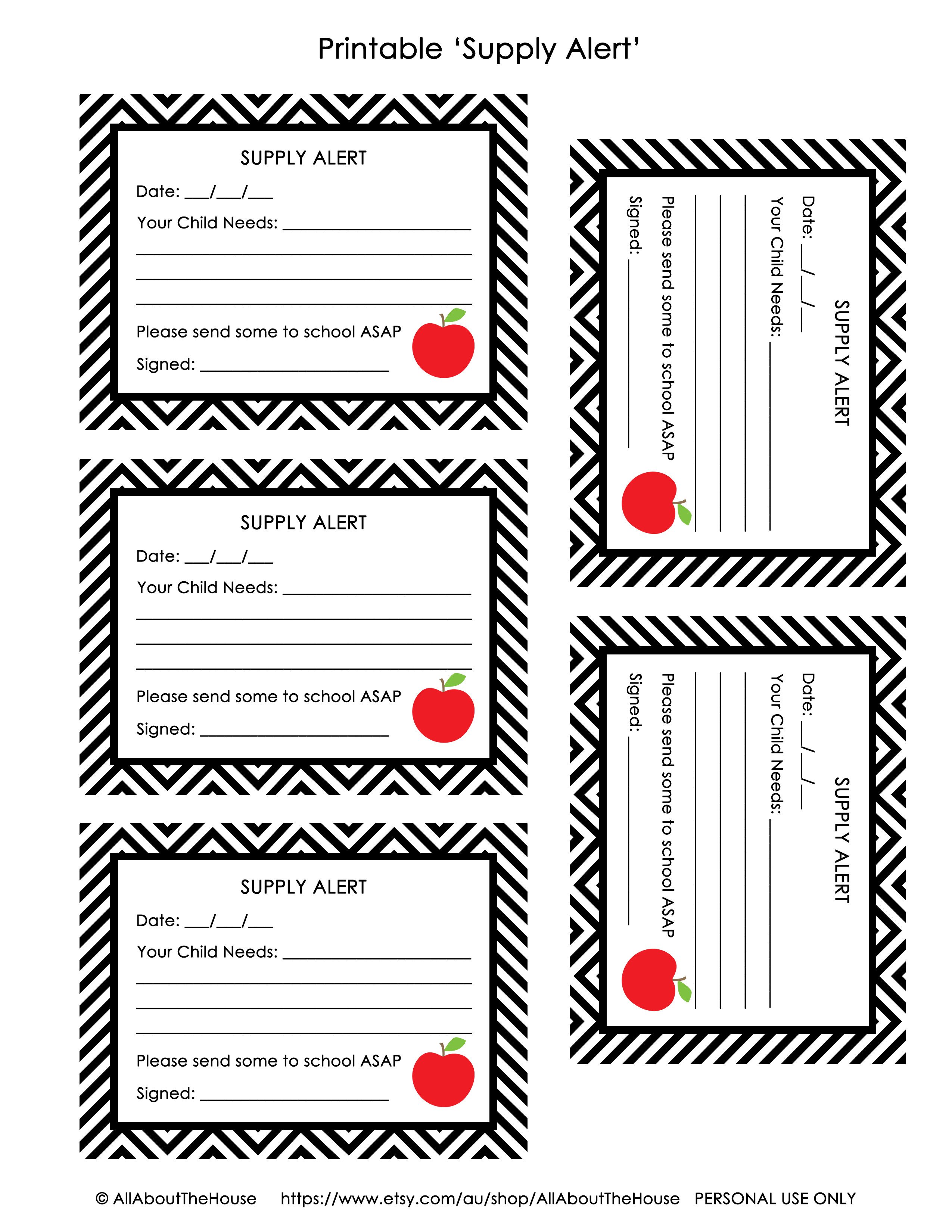 Pass Down Log Template Free Printable Hall Pass and Supply Alert Cards