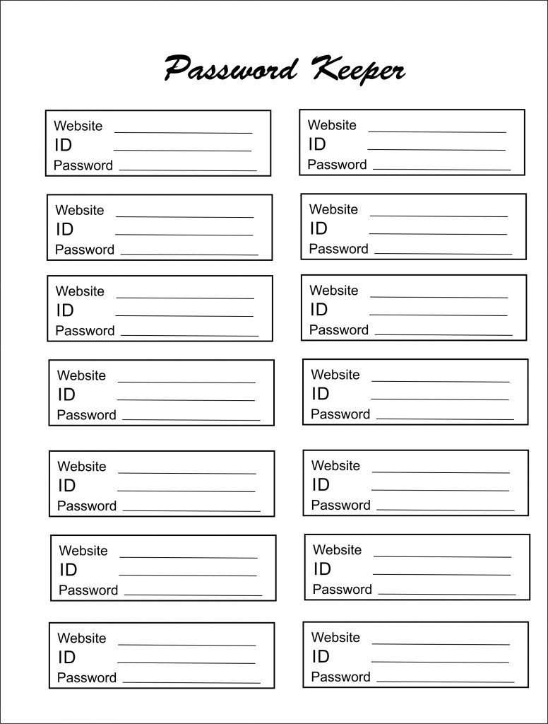 Pass Down Log Template Password Keeper Free Printable Arts and Crafts Business