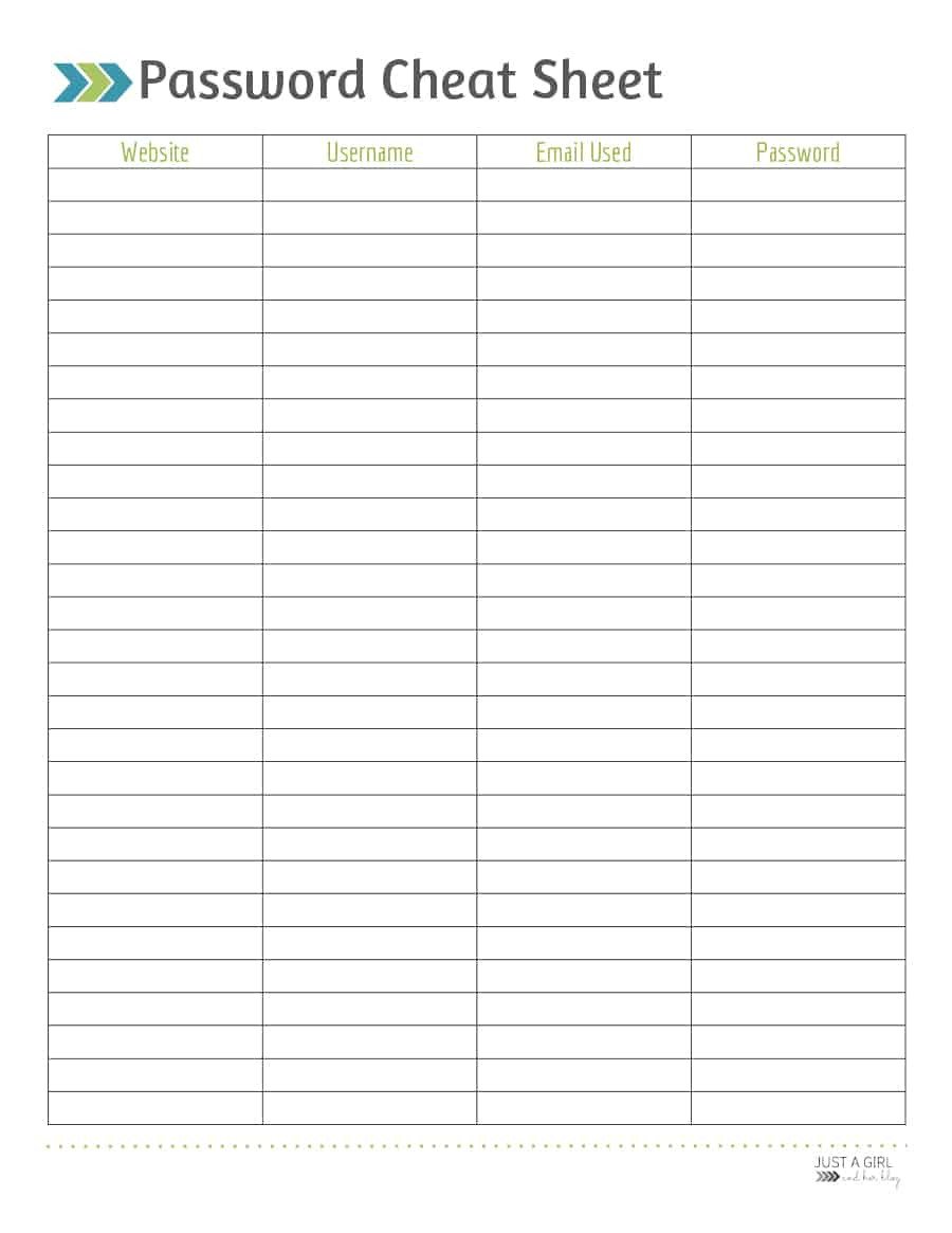 Password Log Template Pdf 39 Best Password List Templates Word Excel & Pdf