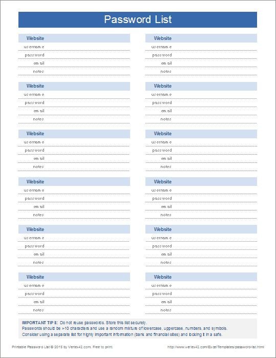 Password Log Template Pdf 64 Best Images About Password organizer On Pinterest