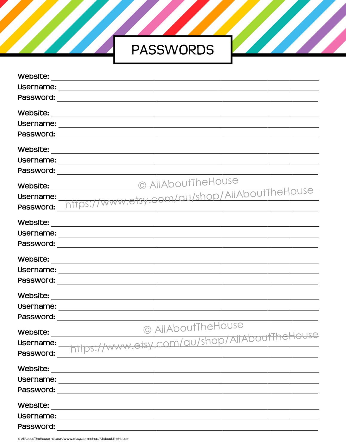 Password Log Template Pdf Password Log Printable Planner 2014 2015 Daily Planner Agenda