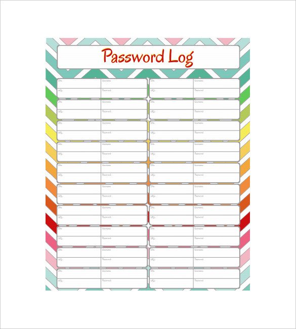 Password Log Template Pdf Password Log Templates