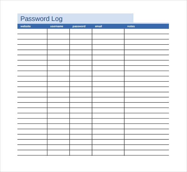 Password Log Template Pdf Sample Password Log Template 3 Free Documents In Pdf