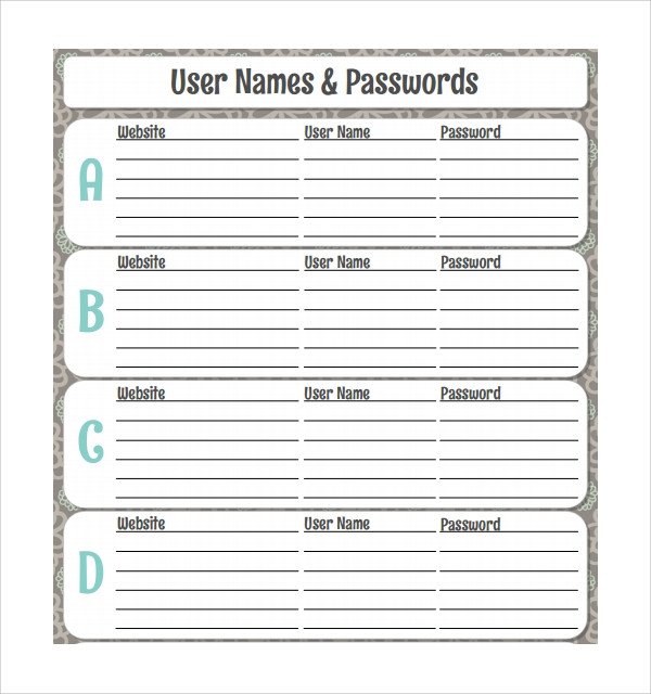 Password Log Template Pdf Sample Password Log Template 3 Free Documents In Pdf