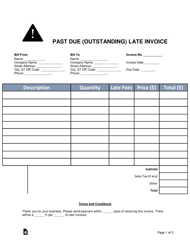 Past Due Invoice Template Free Past Due Outstanding Late Invoice Word