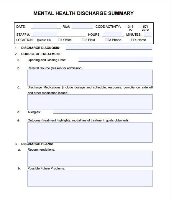 Patient Discharge form Template 8 Sample Discharge Summary Templates Pdf Word