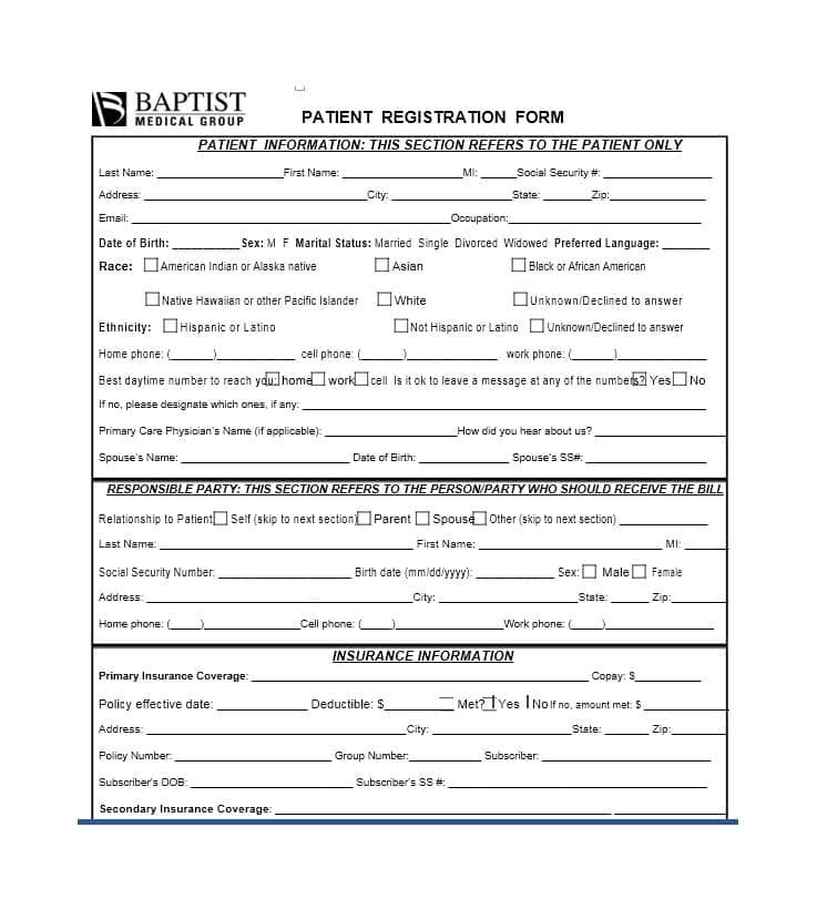 Patient Information form Template 44 New Patient Registration form Templates Printable