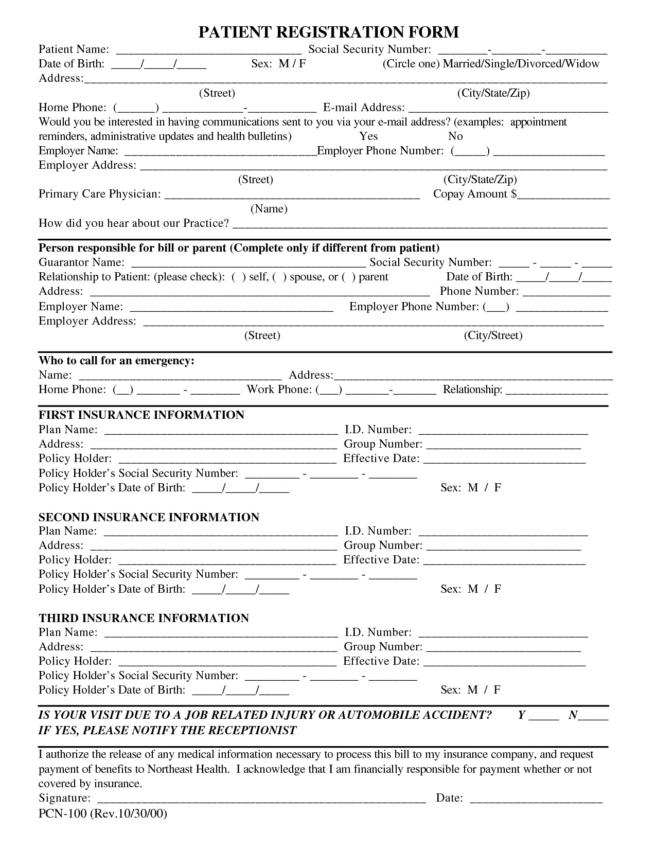 Patient Information form Template Free Patient Registration form Template