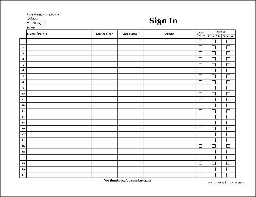 Patient Sign In Sheet Free Easy Copy Detailed Pany Patient Sign In Sheet