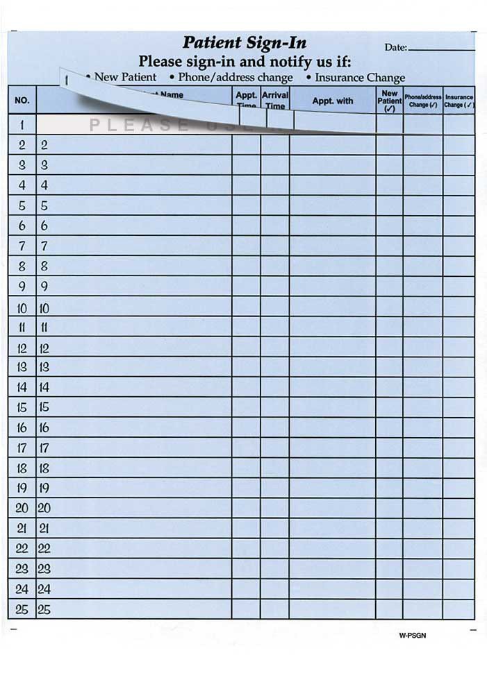 Patient Sign In Sheet Hipaa Patient Sign In Sheets Health forms &amp; Systems Inc
