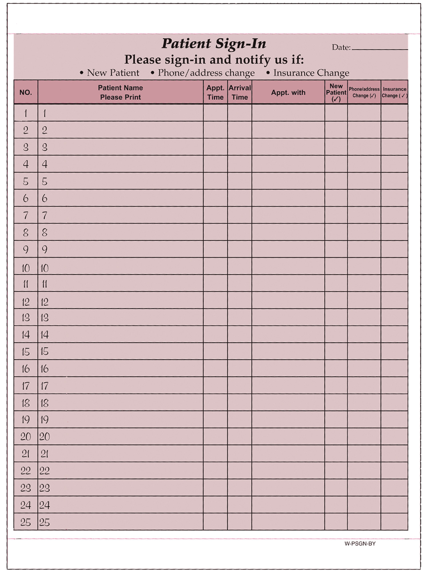 Patient Sign In Sheet Hipaa Patient Sign In Sheets