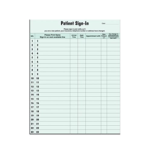 Patient Sign In Sheet Patient Sign In Sheet Color Green 250 Package Import