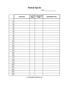 Patient Sign In Sheet Sign In Sheets and Sign Up Sheets Templates