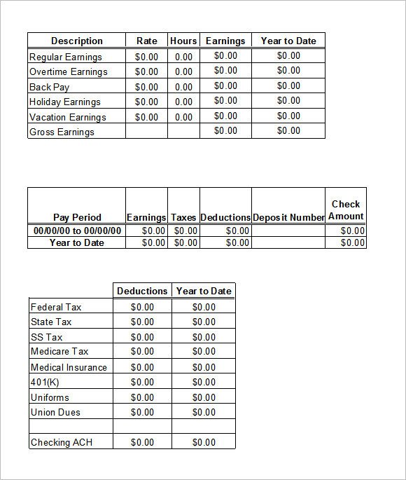 Pay Stub Template Excel 24 Pay Stub Templates Samples Examples &amp; formats