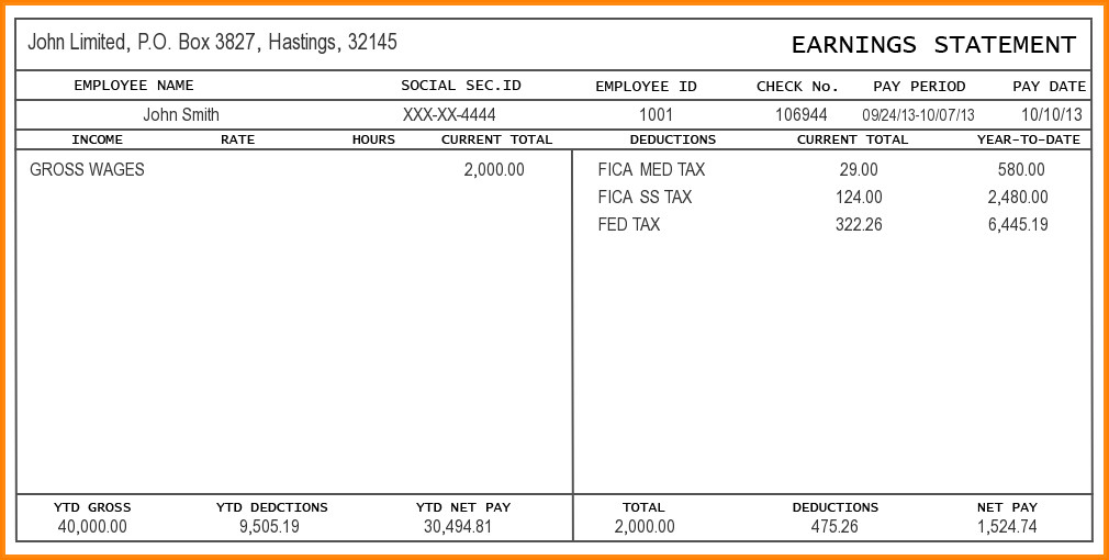 Pay Stub Template Excel 9 Free Editable Pay Stub Template