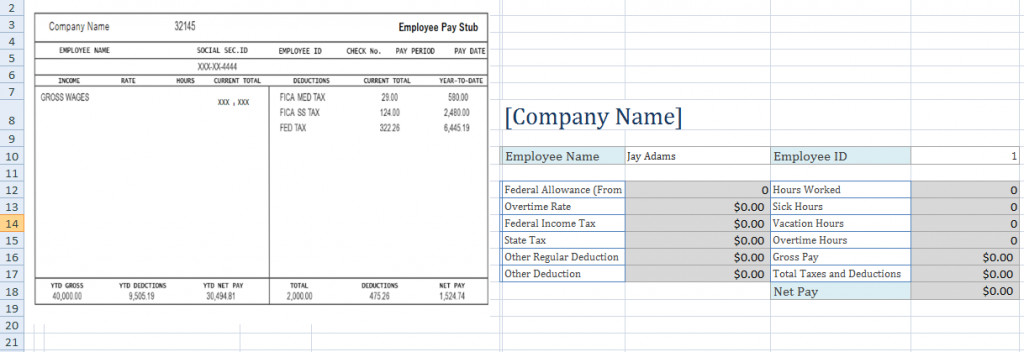 Pay Stub Template Excel Free Employee Pay Stub Excel Template Microsoft Excel