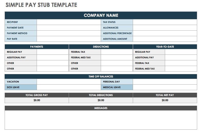 Pay Stub Template Excel Free Pay Stub Templates