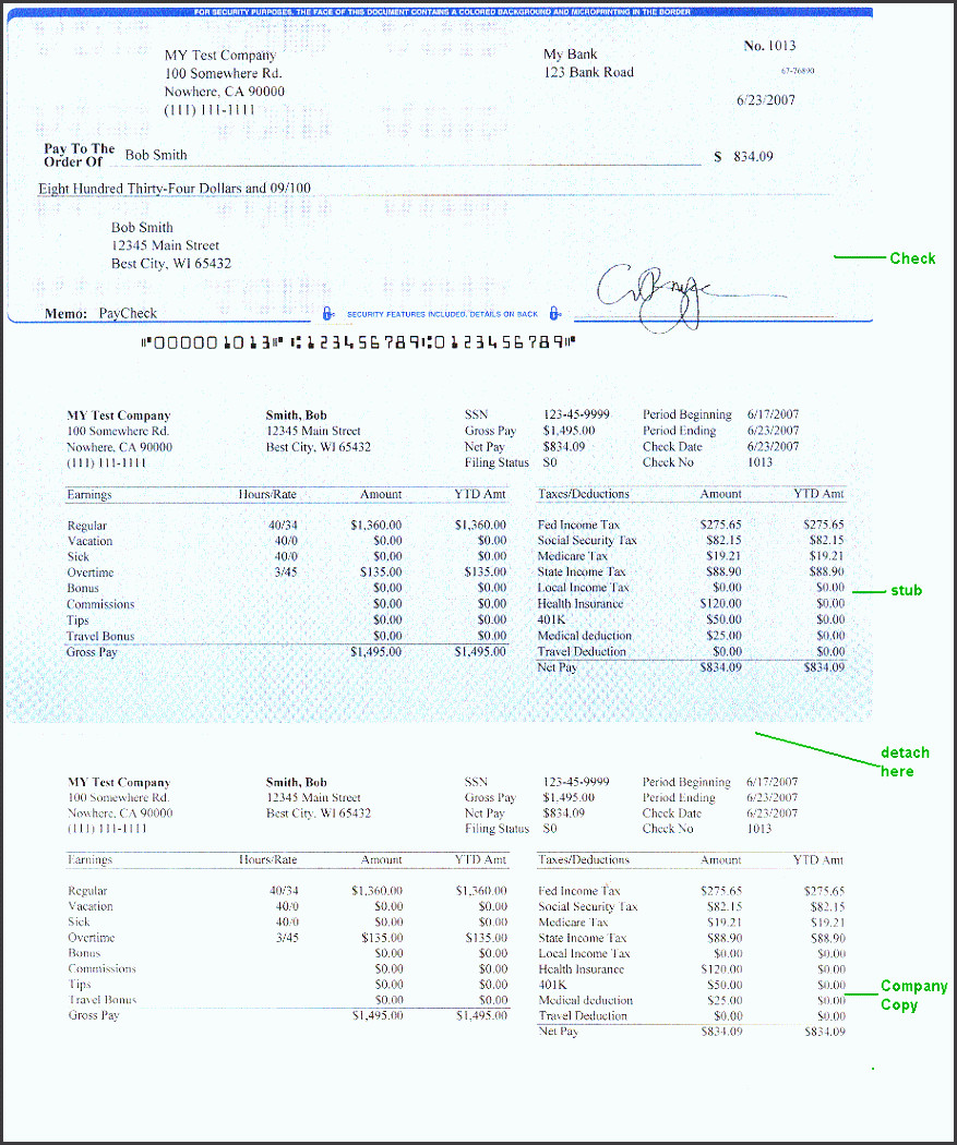 Pay Stub Template Google Docs 6 Free Pay Stub Template In Word Sampletemplatess