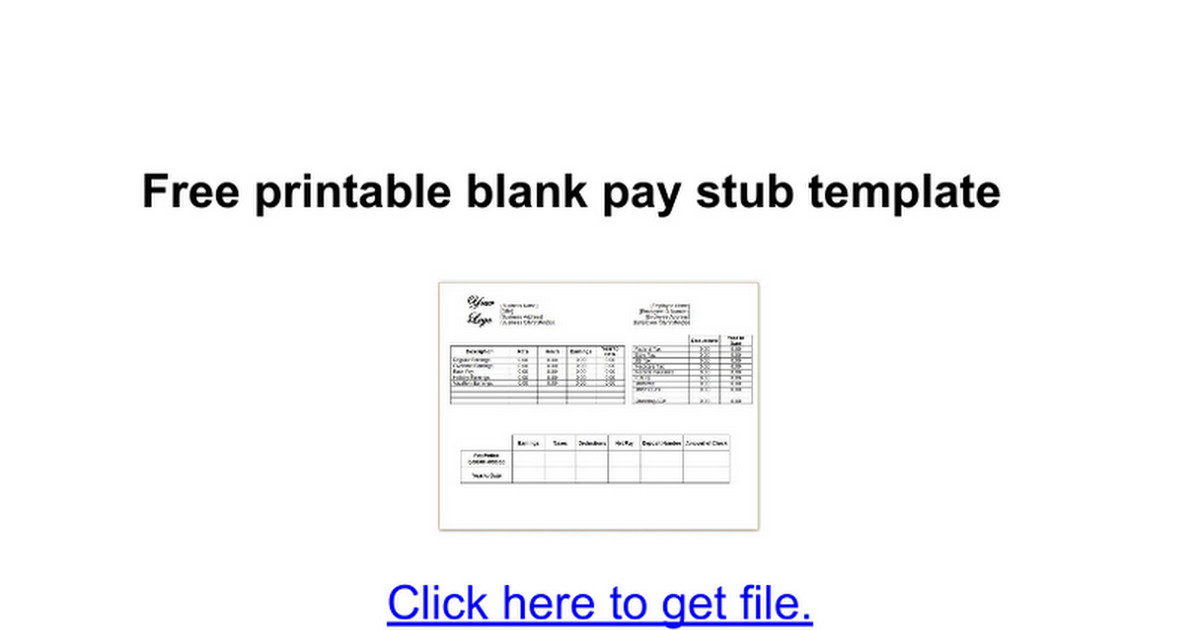 Pay Stub Template Google Docs Free Printable Blank Pay Stub Template Google Docs