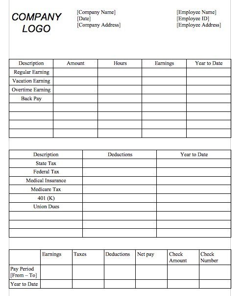 Pay Stub Template Word Document 25 Great Pay Stub Paycheck Stub Templates