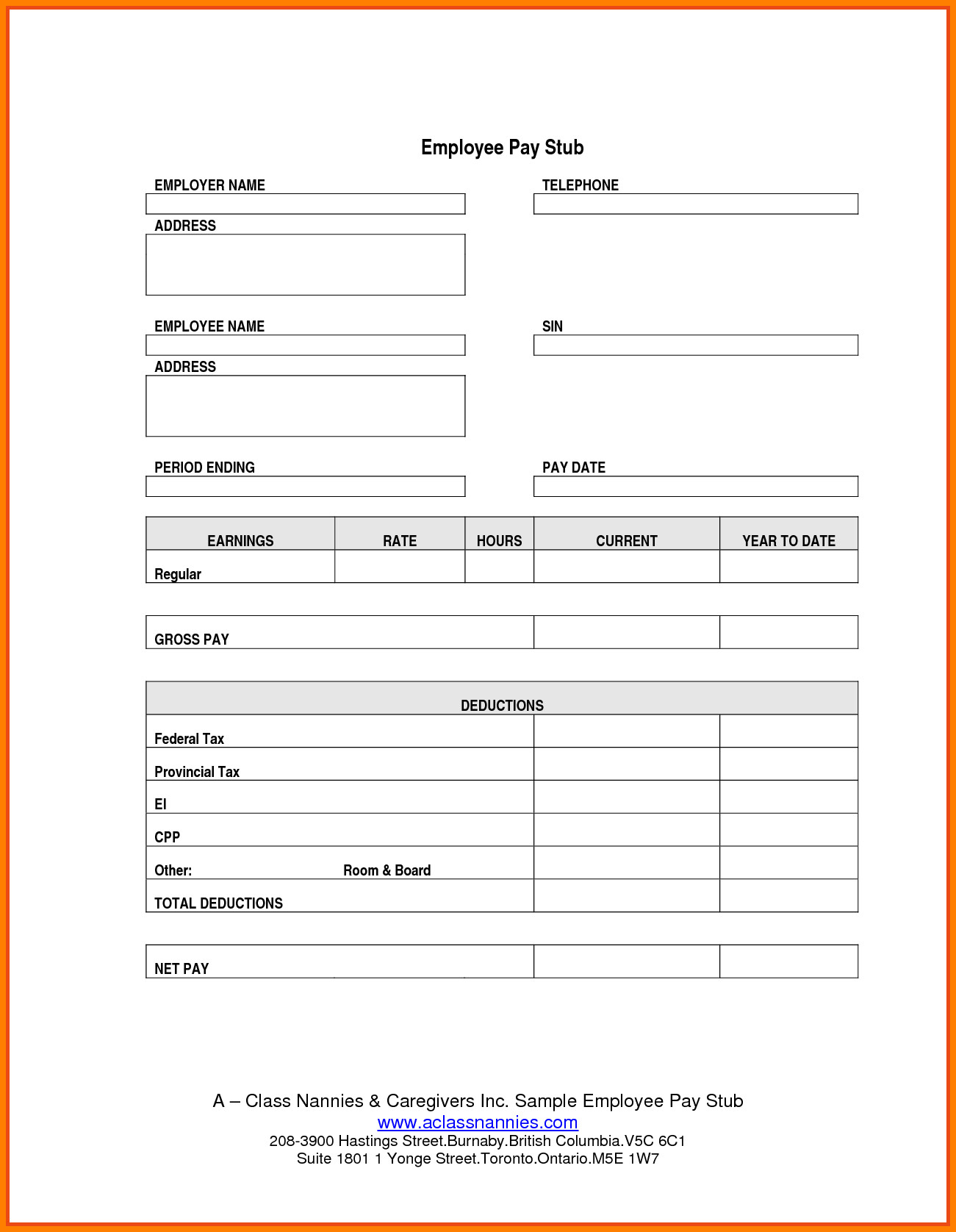 Pay Stub Template Word Document 5 Pay Stub Word Template