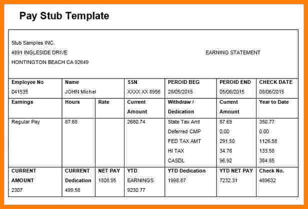 Pay Stub Template Word Document 5 Paycheck Template Microsoft Word