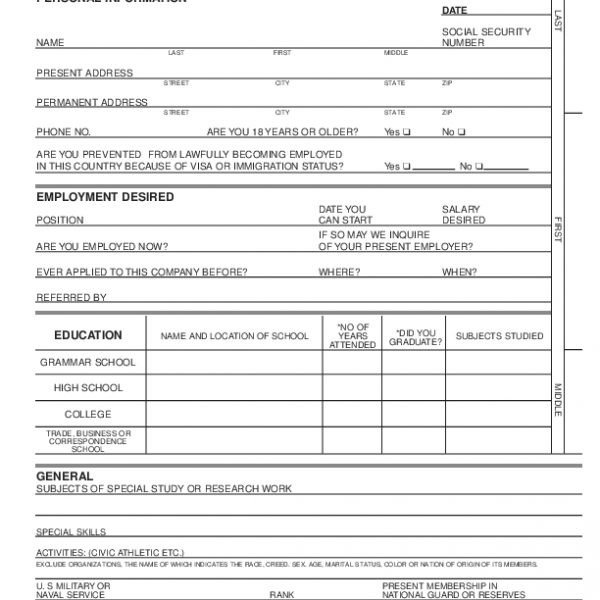 Payless Printable Application Free Printable Rental Application form