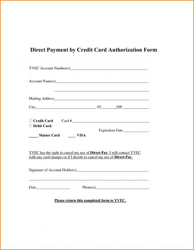 Payment Authorization form Template Ach form Template