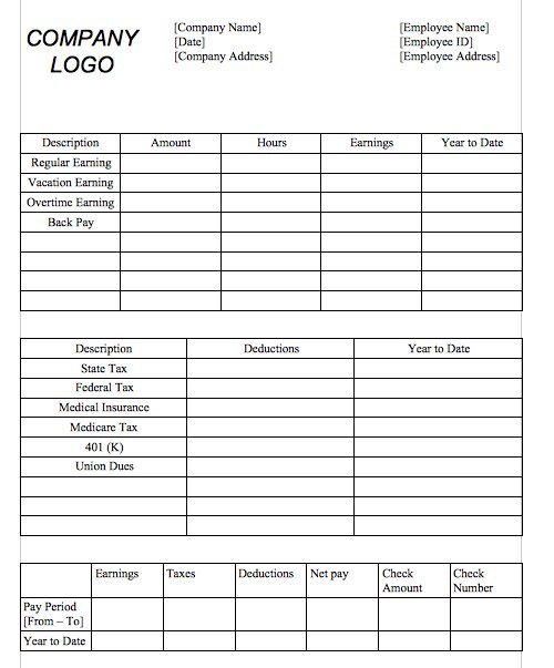 Payroll Check Stub Template 25 Great Pay Stub Paycheck Stub Templates