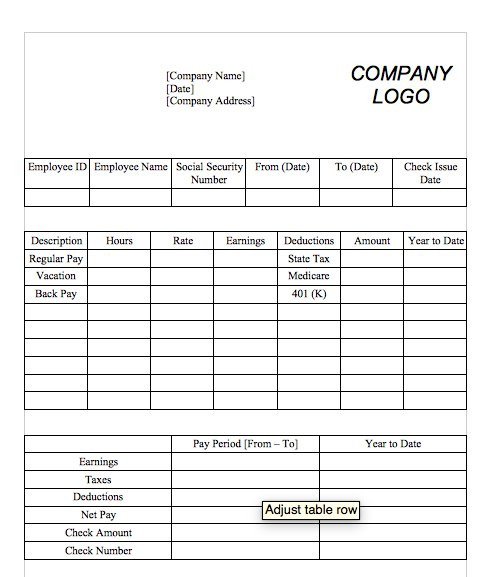 Payroll Check Stub Template 25 Great Pay Stub Paycheck Stub Templates