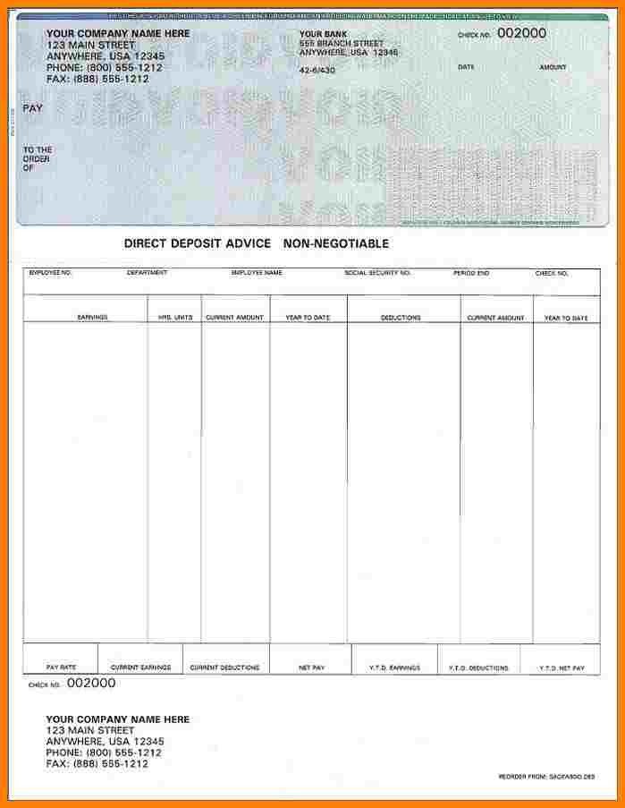 Payroll Check Stub Template 6 Payroll Check Templates Free