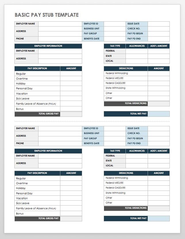 Payroll Check Stub Template Free Pay Stub Templates