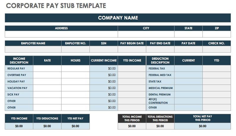 Payroll Check Stub Template Free Pay Stub Templates