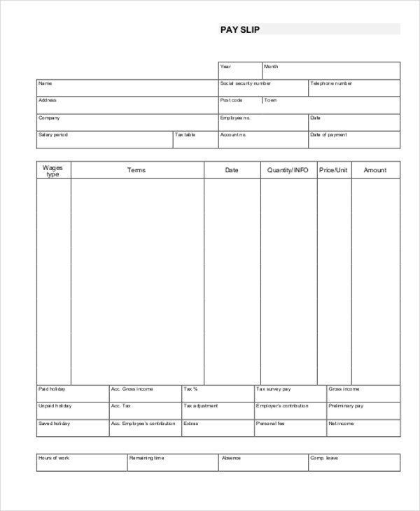 Payroll Check Stub Template Paycheck Stub Template