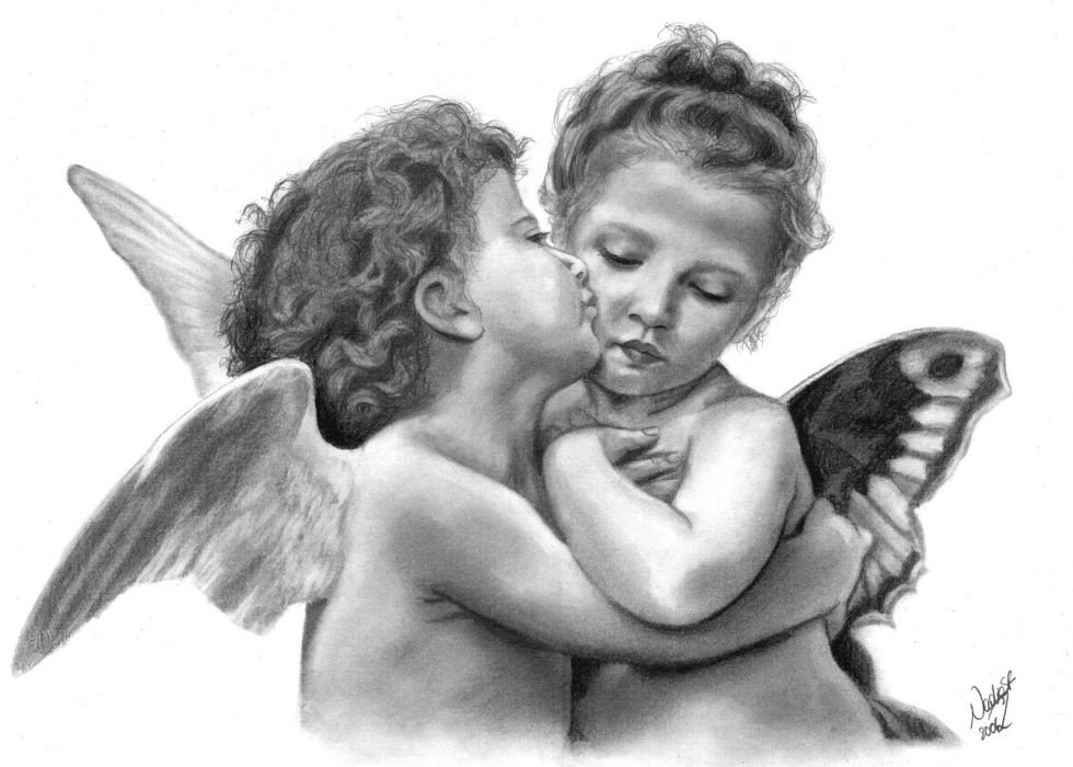 Pencil Drawings Of Love Angels Fantasy Angel Baby Child Children Mood Love