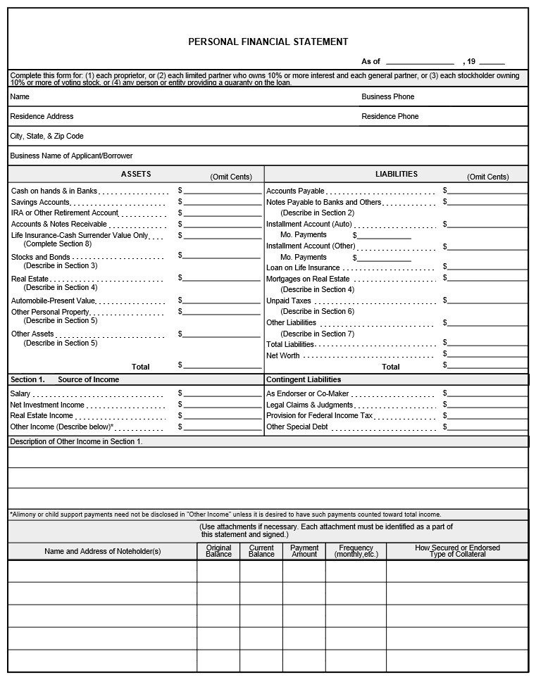 Personal Financial Statement Worksheet 40 Personal Financial Statement Templates &amp; forms