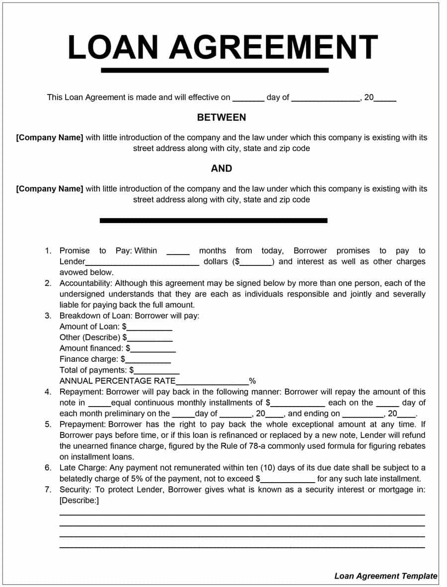 Personal Loan Documents Template 40 Free Loan Agreement Templates [word &amp; Pdf] Template Lab