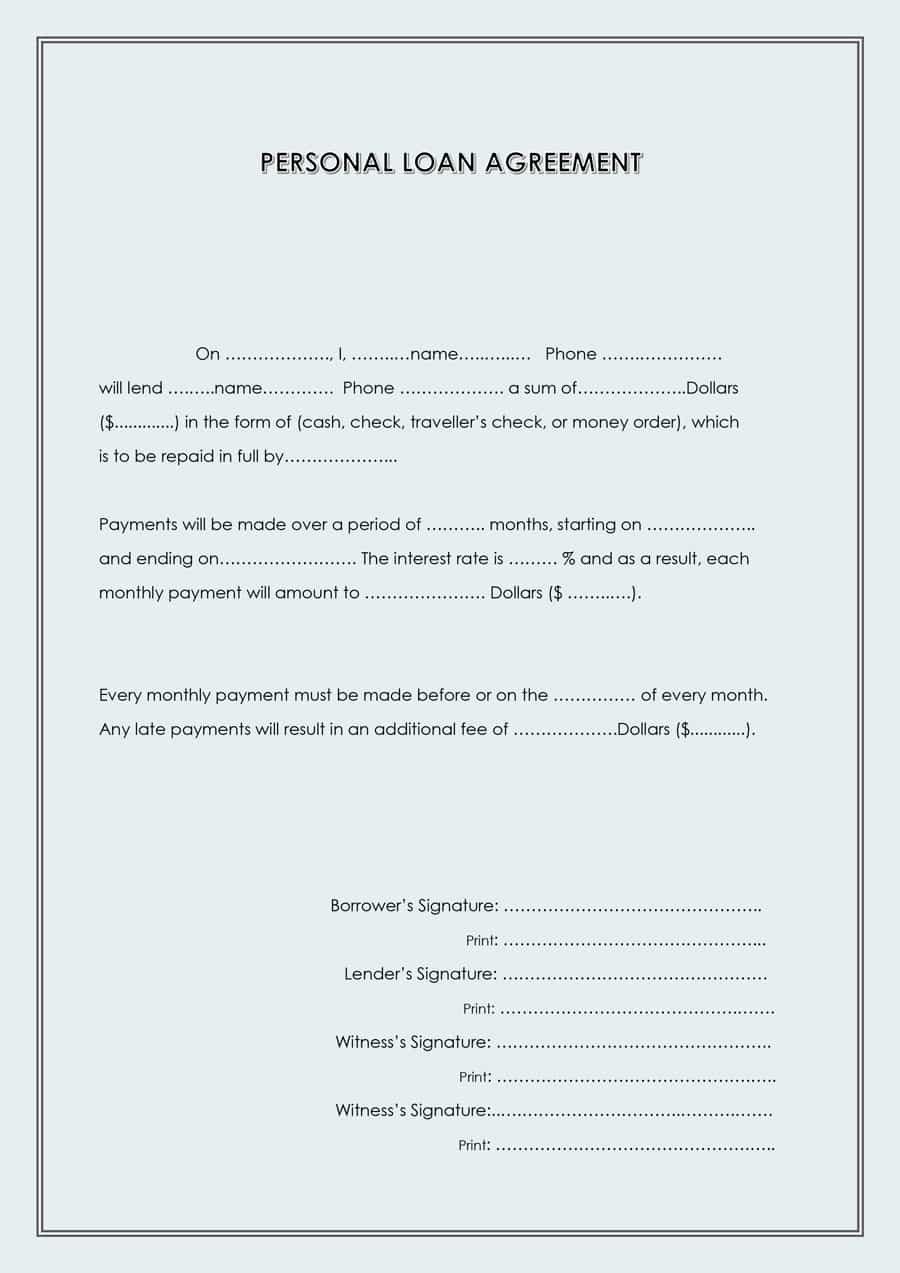 Personal Loan Documents Template 40 Free Loan Agreement Templates [word & Pdf] Template Lab