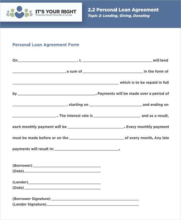 Personal Loan Documents Template 44 Agreement form Samples Word Pdf