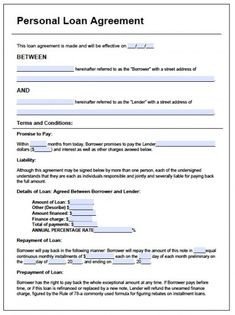 Personal Loan Documents Template Personal Loan Agreement