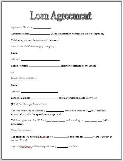 Personal Loan Documents Template Printable Sample Personal Loan Agreement form