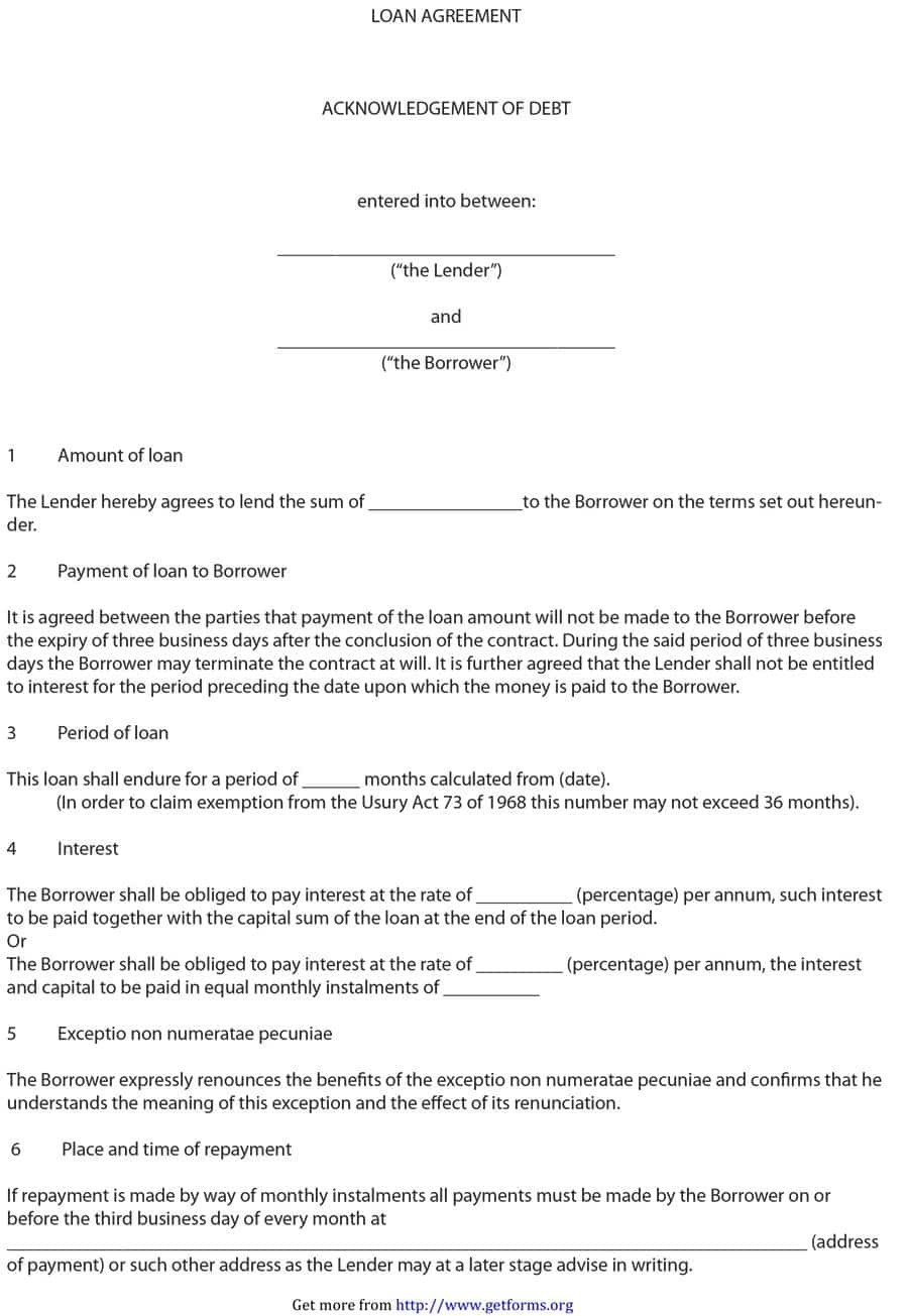 Personal Loan form Template 40 Free Loan Agreement Templates [word & Pdf] Template Lab