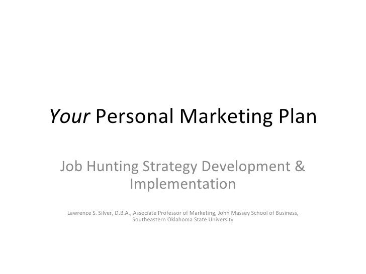 Personal Marketing Plan Example Your Personal Marketing Plan