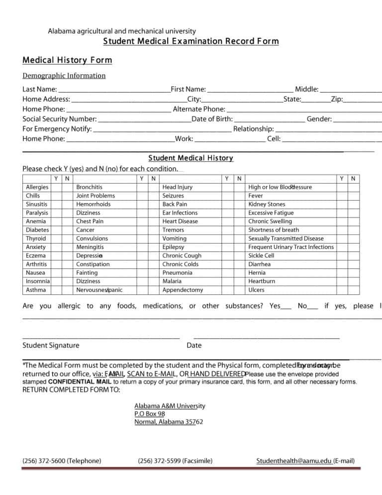 Personal Medical History Template 67 Medical History forms [word Pdf] Printable Templates