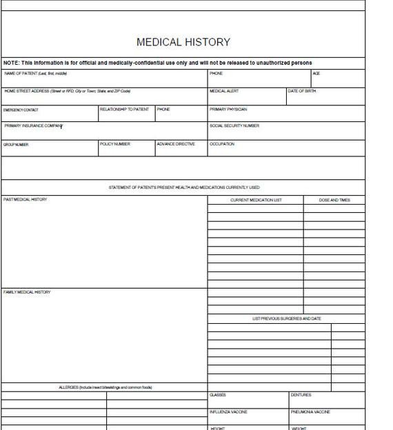 Personal Medical History Template Fillable Medical History Log Pdf Digital Health forms