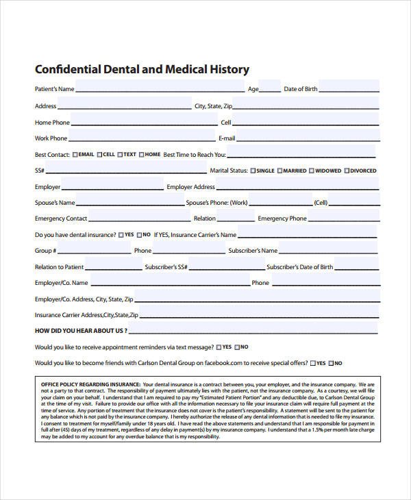 Personal Medical History Template Medical History form 9 Free Pdf Documents Download
