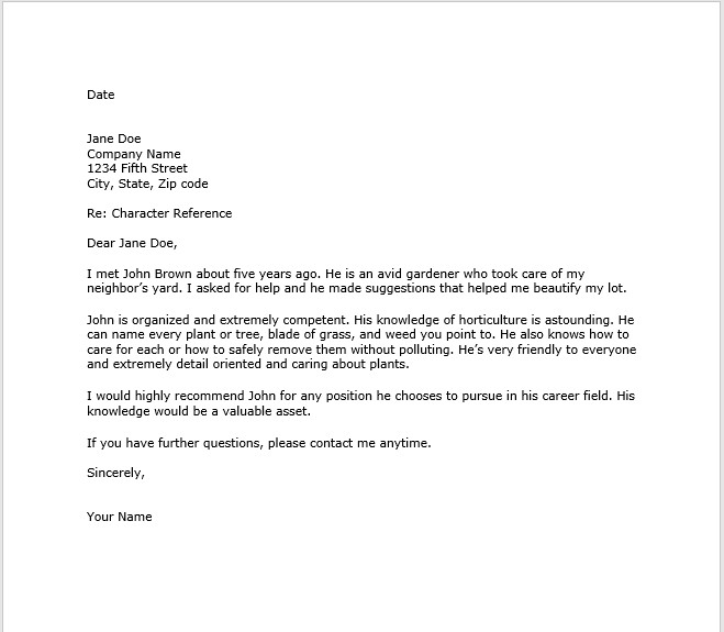 Personal Recommendation Letter Template 38 Free Sample Personal Character Reference Letters Ms