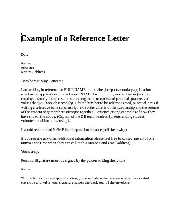 Personal Recommendation Letter Template Sample Personal Reference Letter 13 Free Word Excel