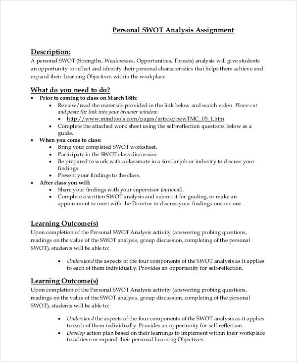Personal Swot Analysis Examples 23 Personal Swot Analysis Templates Pdf Doc