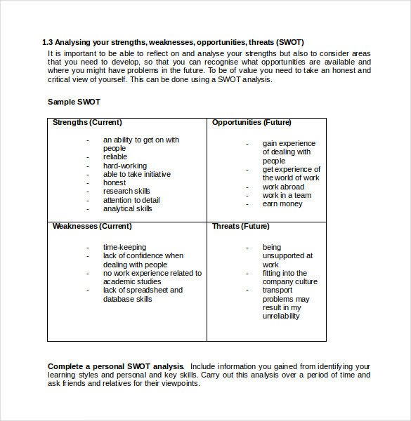 Personal Swot Analysis Examples 9 Employee Swot Analysis Examples Pdf Word